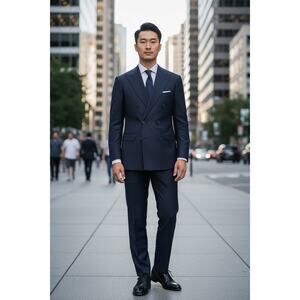 Stefano Ricci Navy Bespoke Tiberio Double Breasted Suit $8000 46IT/36US